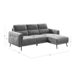 Kelso 3 Seater Chenille Corner Chaise Sofa - thumbnail 4