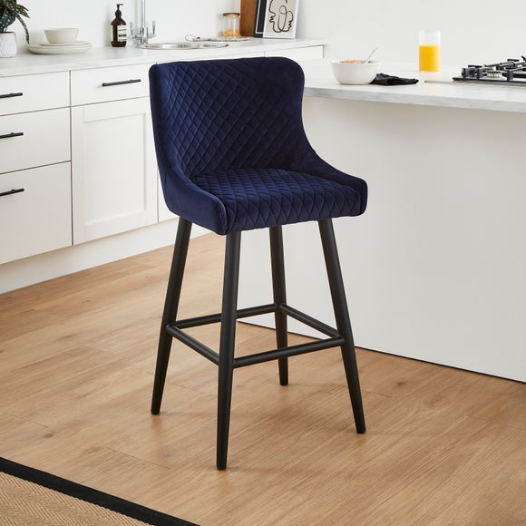 Montreal Counter Height Bar Stool, Velvet by Dunelm