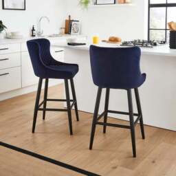 Montreal Counter Height Bar Stool, Velvet - thumbnail 2