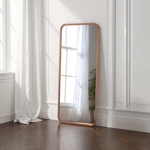 Yearn Solid Oak Curved Full Length Leaner Wall Mirror - image 1