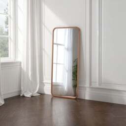 Yearn Solid Oak Curved Full Length Leaner Wall Mirror - thumbnail 2