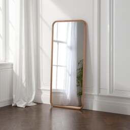 Yearn Solid Oak Curved Full Length Leaner Wall Mirror - thumbnail 1