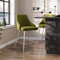 Shea Chrome Leg Counter Height Barstool, Velvet