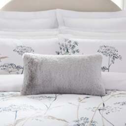 Dorma Purity Faux Fur Grey Boudoir Cushion - thumbnail 1