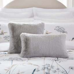 Dorma Purity Faux Fur Grey Boudoir Cushion - thumbnail 3