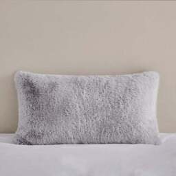 Dorma Purity Faux Fur Grey Boudoir Cushion - thumbnail 2