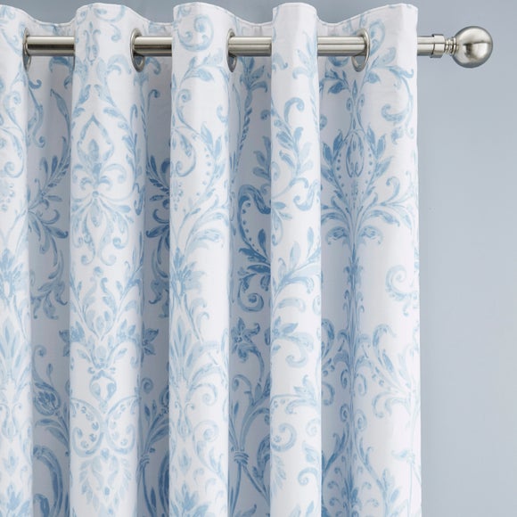 Ashleigh Damask 100% Cotton Blackout Eyelet Curtains - image 1