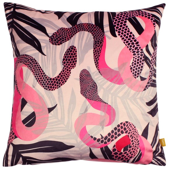 Furn. Serpentine Black Square Velvet Cushion - image 1