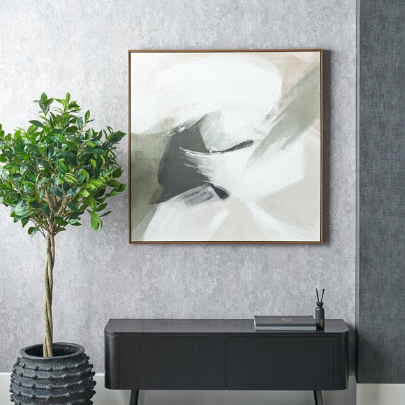 Monochrome Abstract Oak Effect Framed Canvas - image 1