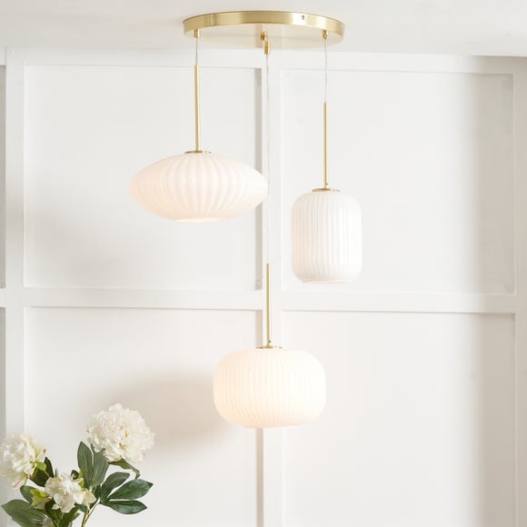 Alexa Ribbed Glass 3 Light Cluster Ceiling Light - image 1