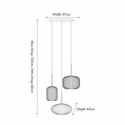 Alexa Ribbed Glass 3 Light Cluster Ceiling Light - thumbnail 3