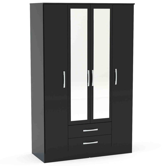 Lynx 4 Door Wardrobe, Mirrored - image 1