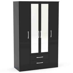Lynx 4 Door Wardrobe, Mirrored - thumbnail 1
