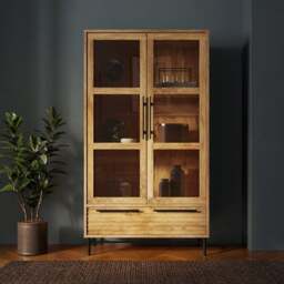 Bryant Display Cabinet, Mango Wood Effect - thumbnail 1