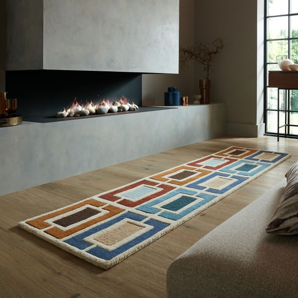 Retro Blocks Carved Wool Runner - image 1
