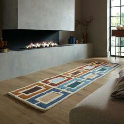 Retro Blocks Carved Wool Runner - thumbnail 1