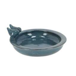 Fallen Fruits Bird Bath Petrol Blue Ceramic Round - thumbnail 2