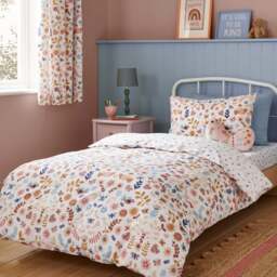 Folk Floral 100% Cotton Duvet Cover & Pillowcase Set - thumbnail 1