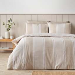 Catherine Lansfield Banded Stripe Polycotton Duvet Cover & Pillowcase Set - thumbnail 1