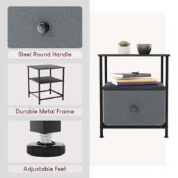 Maye 1 Drawer Fabric Bedside Table - thumbnail 3