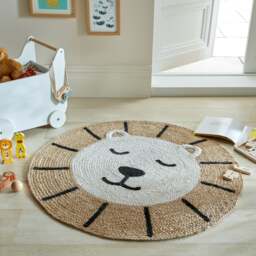 Jute Lion Round Rug - thumbnail 1