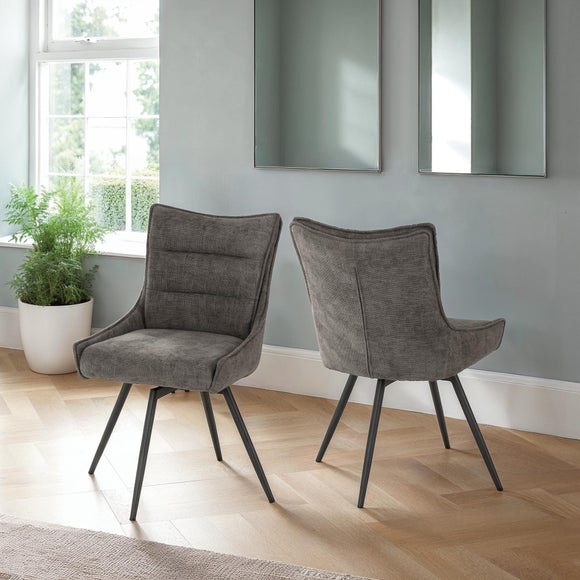 Lewis Set of 2 Swivel Dining Chairs, Fabric - image 1