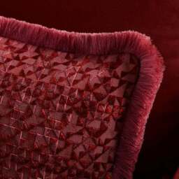 Geometric Velvet Fringed Rectangle Cushion - thumbnail 2