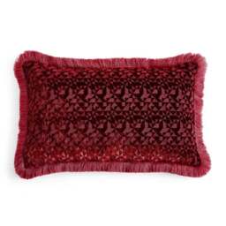 Geometric Velvet Fringed Rectangle Cushion - thumbnail 3