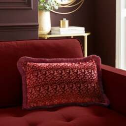 Geometric Velvet Fringed Rectangle Cushion - thumbnail 1