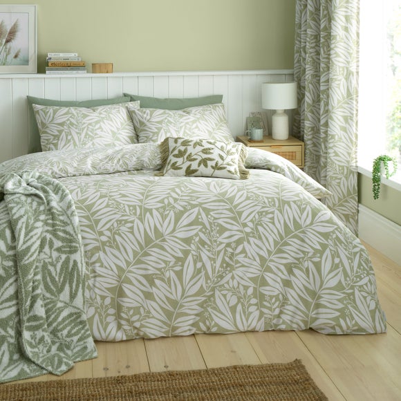 Catherine Lansfield Sorrel Leaves Reversible Duvet Cover & Pillowcase Set - image 1