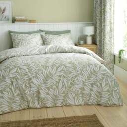 Catherine Lansfield Sorrel Leaves Reversible Duvet Cover & Pillowcase Set - thumbnail 3