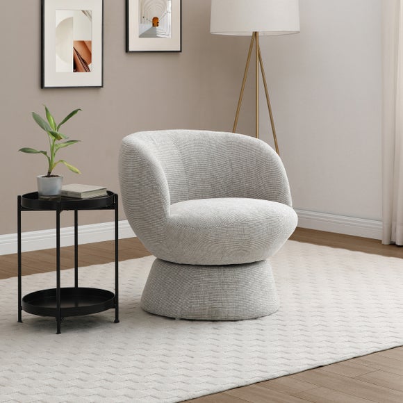 Tulip Chenille Curved Swivel Accent Chair - image 1
