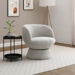 Tulip Chenille Curved Swivel Accent Chair - thumbnail 1