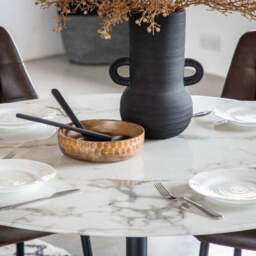 Franca 4 Seater Dining Table, White Marble Effect - thumbnail 2