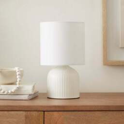 Hebe Ribbed Ceramic Table Lamp - thumbnail 2