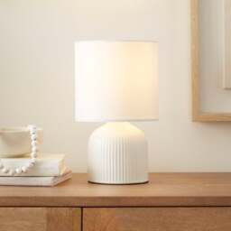 Hebe Ribbed Ceramic Table Lamp - thumbnail 1