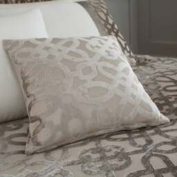 Catherine Lansfield Natural Lattice Cut Velvet Cushion - thumbnail 1