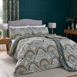 Palais Reversible Teal Duvet Cover and Pillowcase Set - thumbnail 5