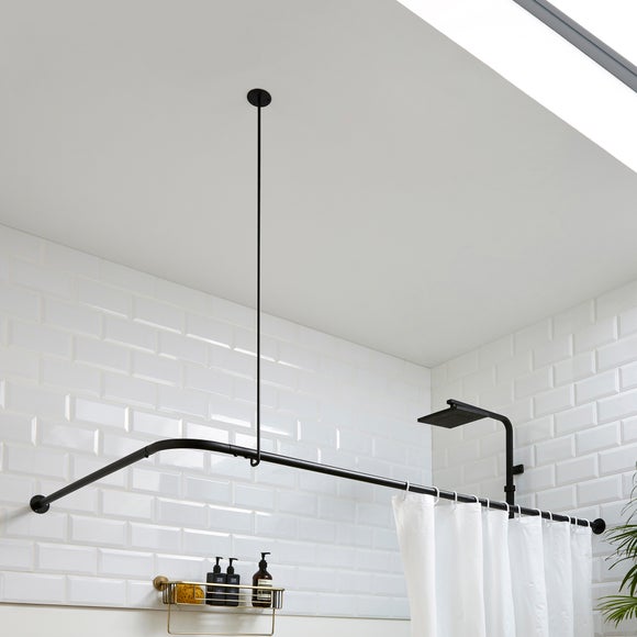 L Shape Black Shower Curtain Rail - image 1