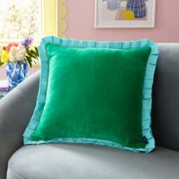 Sophie Robinson Velvet Box Pleat Square Cushion - thumbnail 1