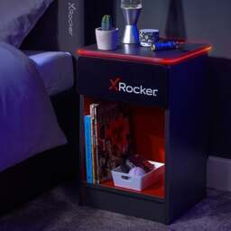 X Rocker Carbon Tek Bedside Table with Wireless Charging and Neo Fibre LED - thumbnail 1
