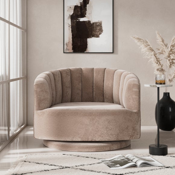 Elena Luxe Chenille Scalloped Swivel Chair - image 1