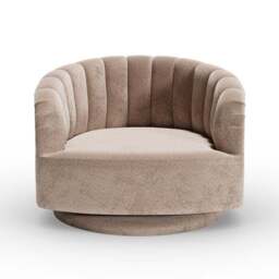 Elena Luxe Chenille Scalloped Swivel Chair - thumbnail 6