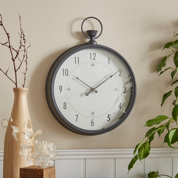Pewter Vintage Pocket Watch Indoor Outdoor Wall Clock - image 1