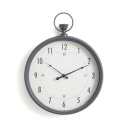 Pewter Vintage Pocket Watch Indoor Outdoor Wall Clock - thumbnail 3