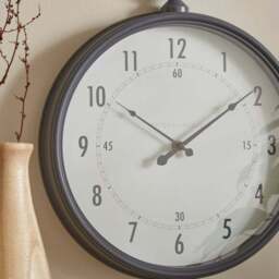 Pewter Vintage Pocket Watch Indoor Outdoor Wall Clock - thumbnail 2