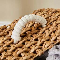 Rope Stripe Storage Basket with Lid - thumbnail 2