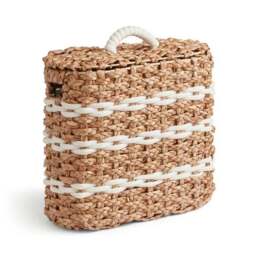 Rope Stripe Storage Basket with Lid - thumbnail 3