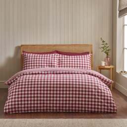Catherine Lansfield Gingham 100% Brushed Cotton Duvet Cover & Pillowcase Set - thumbnail 1
