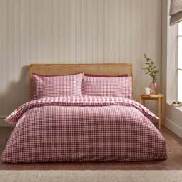 Catherine Lansfield Gingham 100% Brushed Cotton Duvet Cover & Pillowcase Set - thumbnail 2